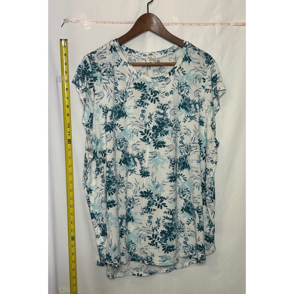 AVA JAMES Women's Plus Size 2X Floral Print Short Sleeve Top Shirt